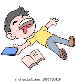 ein Mann liegt schlafend Schnarchen auf dem Boden, Vektorgrafik Kunst. doodle Icon Bild kawaii.