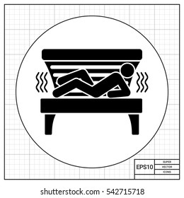 Man Lying In Solarium Tanning Bed Icon