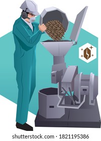 man machine making coffee industrial