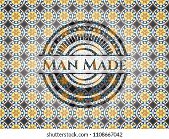 Man Made arabic style badge. Arabesque decoration.