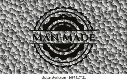 Man Made black emblem with grey bubbles background. Vintage. Vector Illustration. Detailed.