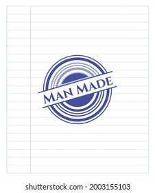 Man Made drawn with pen strokes. Blue ink. Vector Illustration. Detailed. 
