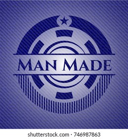 Man Made emblem with denim high quality background