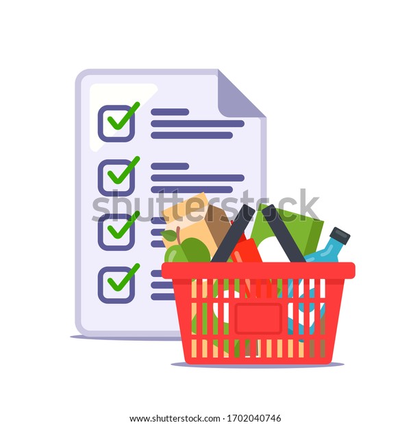 man made a grocery list for the store.\
recipe. flat vector\
illustration.