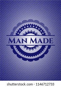 Man Made jean or denim emblem or badge background