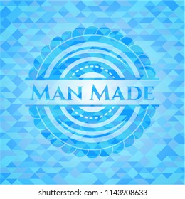 Man Made light blue mosaic emblem