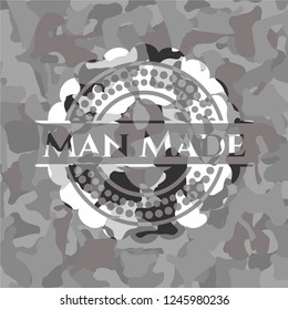 Man Made on grey camouflaged texture