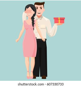 The man made a surprise to the woman
