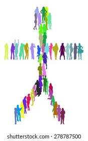 Man made of Vector Silhouettes Illustration 