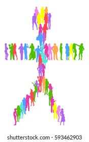 Man made of Vector Silhouettes Isolated 