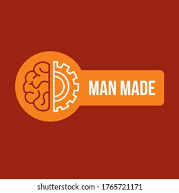 man made_ Label is the graphic arts, refers to pre-made images used to illustrate any medium. 