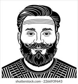 A Man with a Magnificent Beard and Mustache - Showing off His Stylish Facial Hair. 
