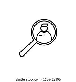 man and magnifier. Element of job interview icon for mobile concept and web apps. Thin line man and magnifier can be used for web and mobile