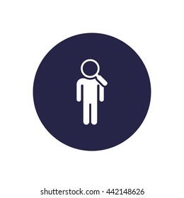 man with magnifier head icon