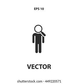 man with magnifier head icon