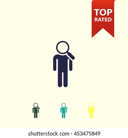 man with magnifier head icon