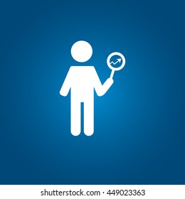 Man and magnifier icon