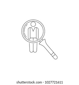 man in a magnifier icon. Element of head hunting icon. Premium quality graphic design. Signs, outline symbols collection icon for websites, web design, mobile app