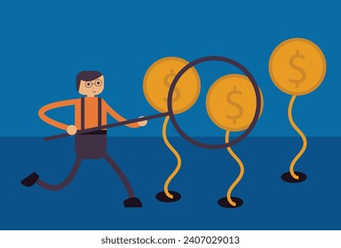 hombre con lupa buscando dinero
