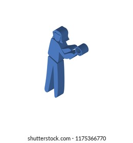 Man with Magnifying Flass isometric left top view 3D icon