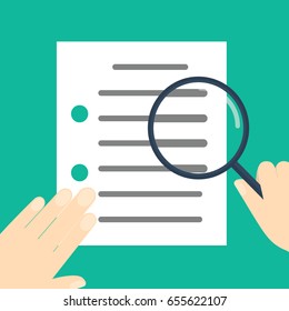man with a magnifying glass examines a document