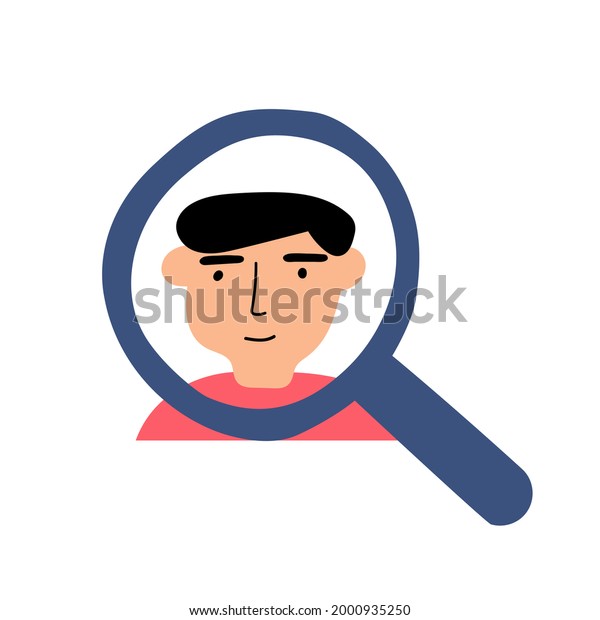 Man Magnifying Glass Finding Employee Illustration Stock Vector ...