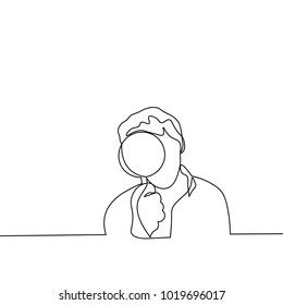 man with magnifying glass - single line drawing