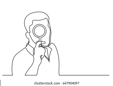 Man With Magnifying Glass - Single Line Drawing