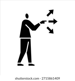 a man make a choice glyph icon. choice illustration.