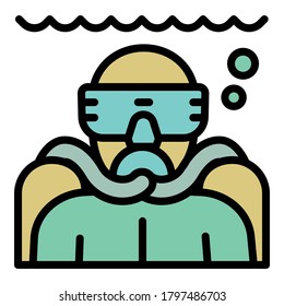 Man make snorkeling icon. Outline man make snorkeling vector icon for web design isolated on white background