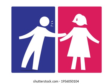 Man Makes advances or harasses a woman icon. Stop Sexual Harassment concept. Editable Clip Art.