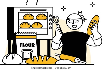 A man makes bread in the kitchen