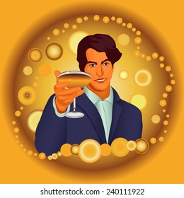 Man makes a holiday toast / congratulation