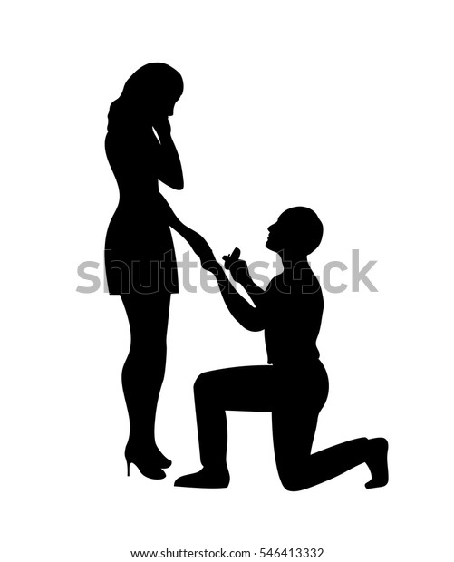 Man Makes Marriage Proposal Girl Stock Vector Royalty Free 546413332 