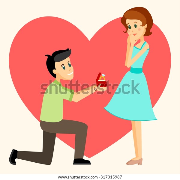 Man Makes Marriage Proposal Girlfriend Proposed Stock Vector (Royalty ...