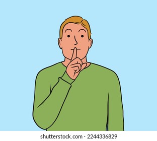 The man makes a motion for silence illustration