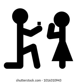 The man makes an offer woman stick icon black