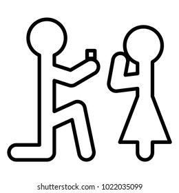 The man makes an offer woman stick icon black color