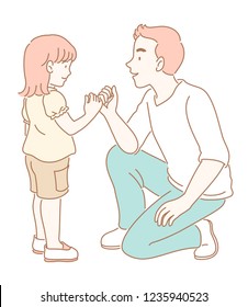 Man makes a pinky promise to a little girl illustration