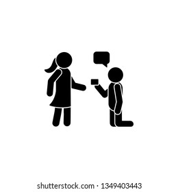 A man makes a proposal to a girl icon. Simple glyph, flat vector of People talk icons for UI and UX, website or mobile application