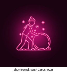 man makes a snow ball icon. Winter icons universal set for web and mobile