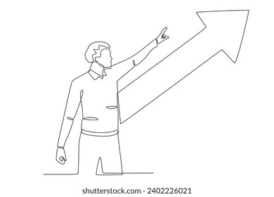 A man makes a strategy to increase business. Business goal one-line drawing