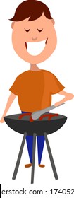 Der Mensch, der Barbecue, Illustration, Vektor auf weißem Hintergrund