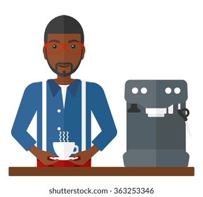 Man making coffee.