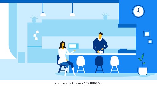 man making dinner and discussing with woman couple cooking food at home modern kitchen interior sketch doodle horizontal