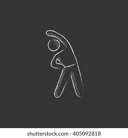Man making exercises. Drawn in chalk icon.