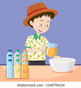 Man making fresh juice illustration