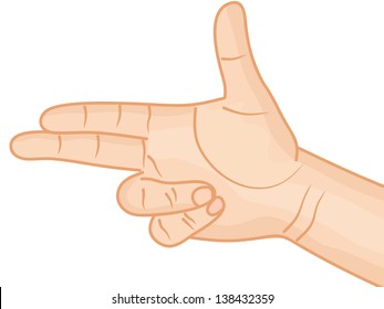 Man making a gun shape with his hands