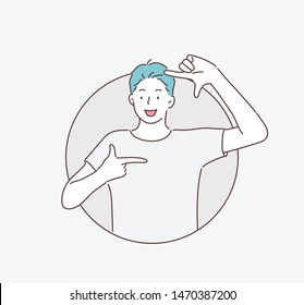 Man making a hand frame. Hand drawn style vector design illustrations. - Powered by Shutterstock - Get 15% off with code: PIKWIZARD15