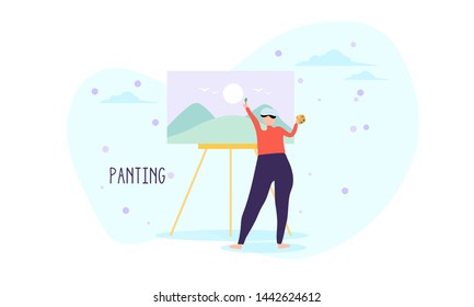 Man making painting in the inspiration